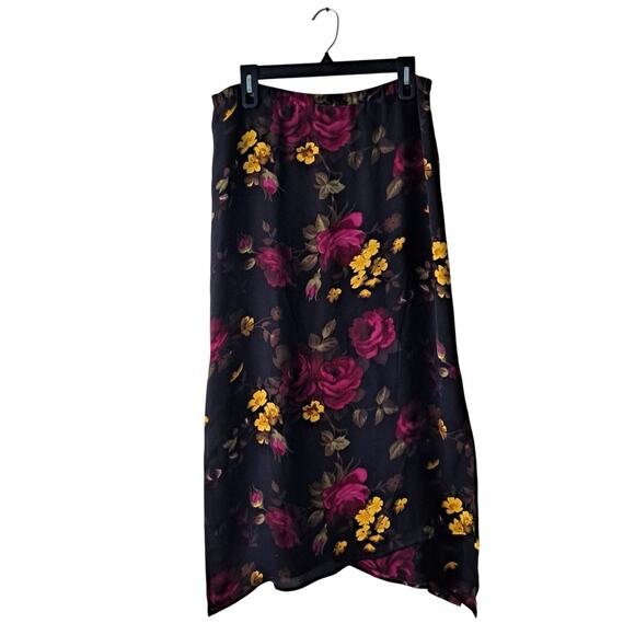 Chico's Design Floral Skirt 100% Silk Side Slits A-Line Maxi Multicolor Size M - Picture 1 of 10